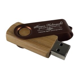 USB FLASH DRIVE- 8GB BAMBOO SWIVEL 2.0.